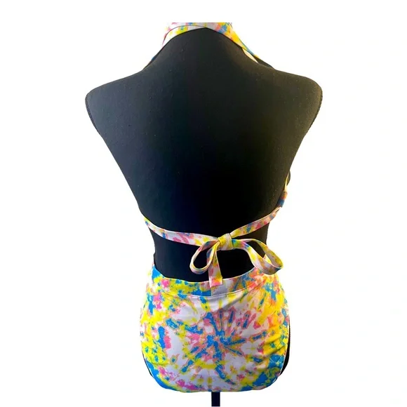 Jessica Simpsons Tie Dye Bikini Set. White, Pink Blue and Yellow. NWT. Size M - Picture 6 of 10